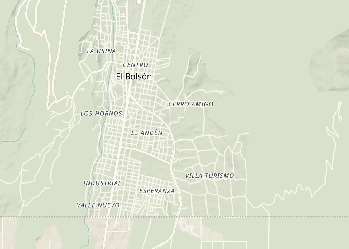 Map of El Bolsón with its places to stay