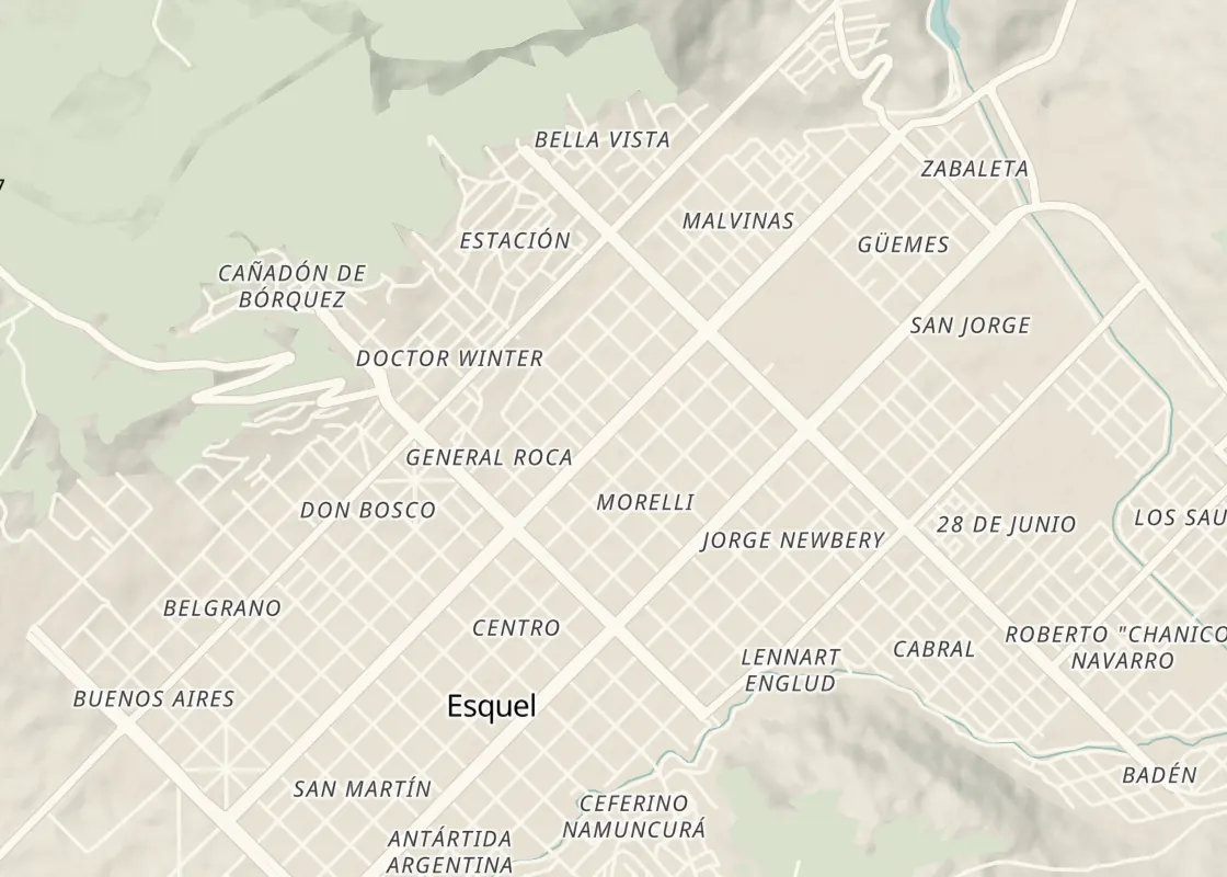 Map of Esquel with its places to stay