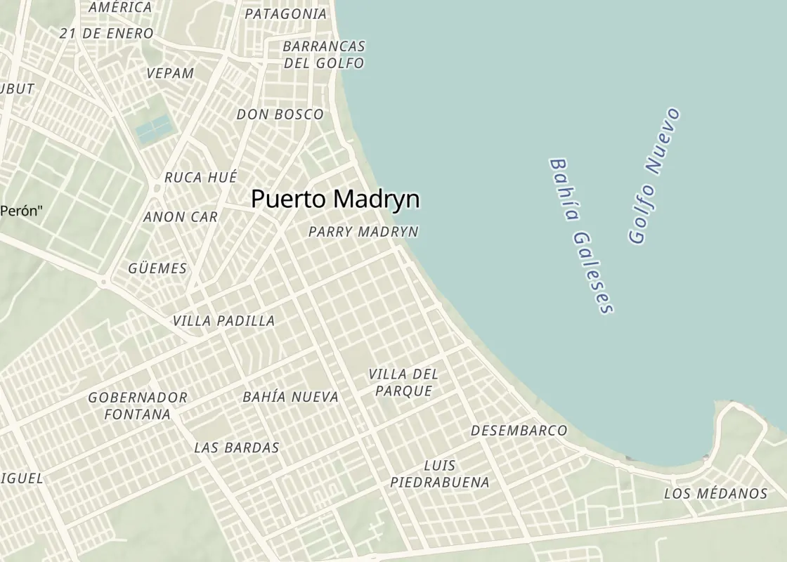 Map of Puerto Madryn with its places to stay