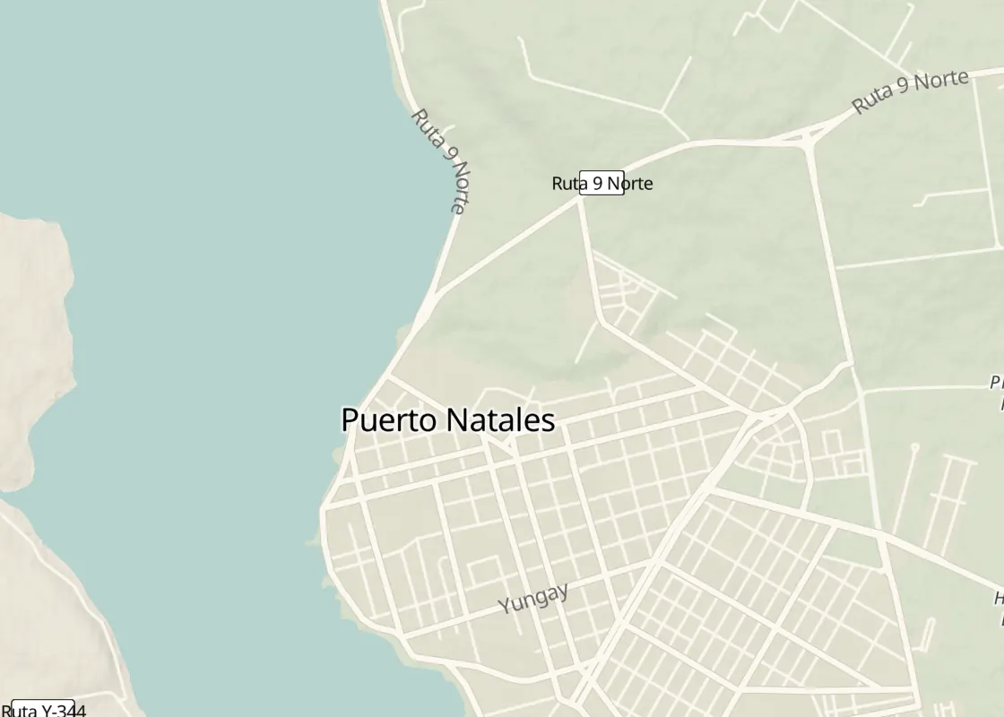 Map of Puerto Natales with its places to stay