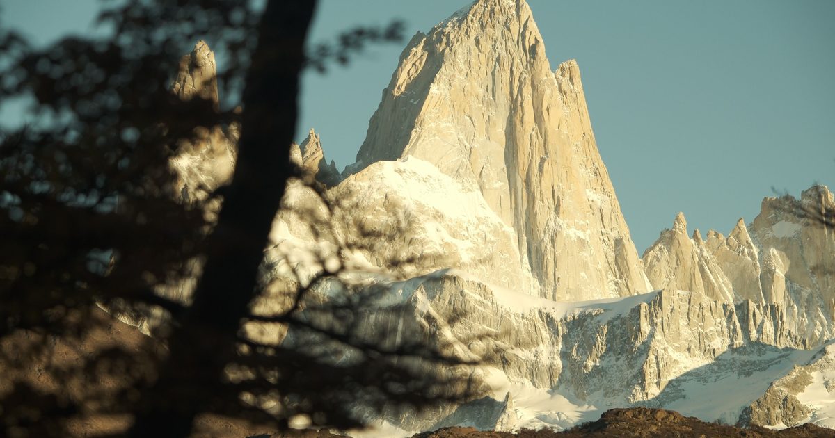 El Fitz Roy entre los árboles, en El Chaltén